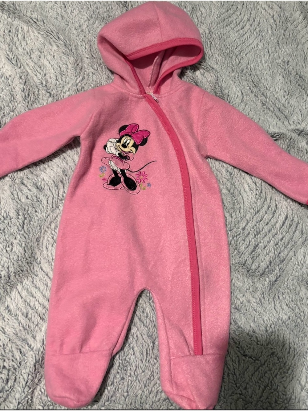Disney Pink Minnie Mouse Hooded Fleece One-Piece